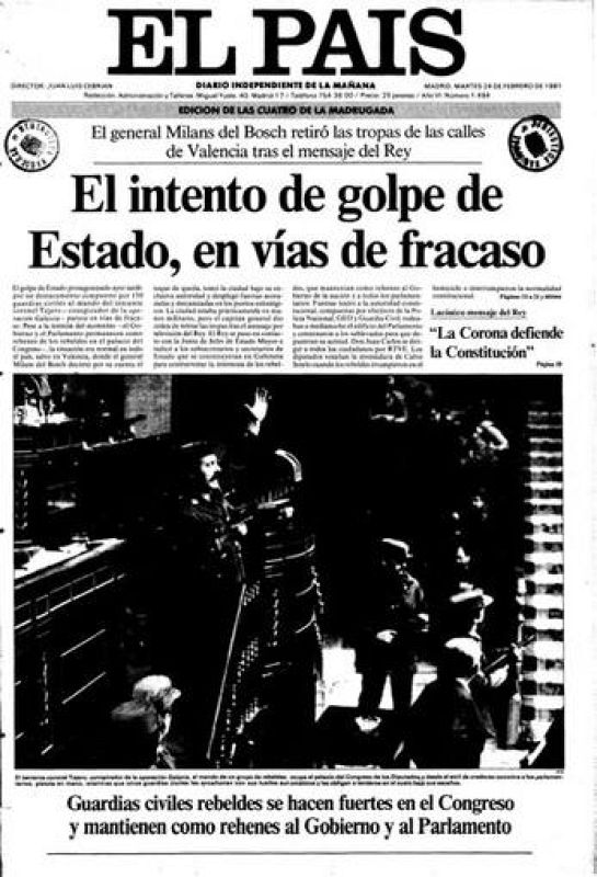  A las cuatro de la madrugada, El País recogía el fracaso del levantamiento en Valencia. 
