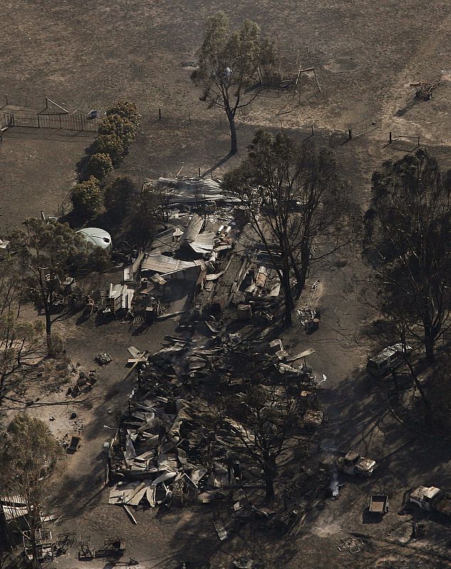 Vista aérea de la localidad de Wandong, una de las más afectadas por los incendios.