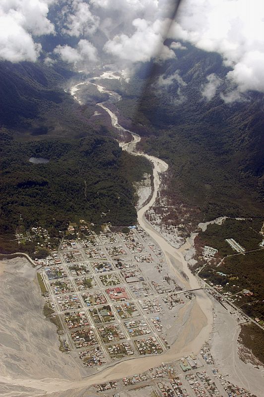 Vista del pueblo de Chaitén