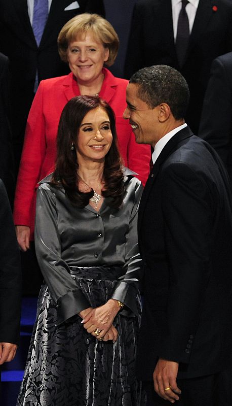 Obama saluda a Kirchner y Merkel