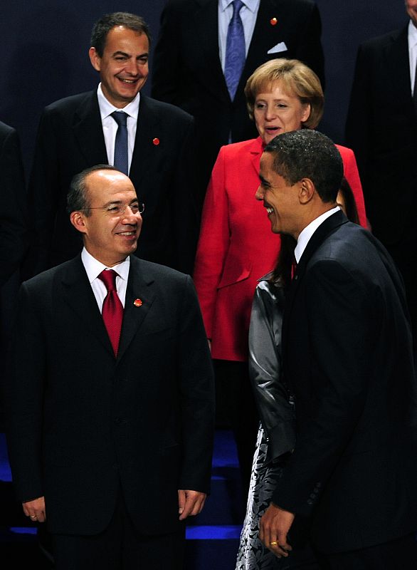 Obama, Merkel, Zapatero y Calderón