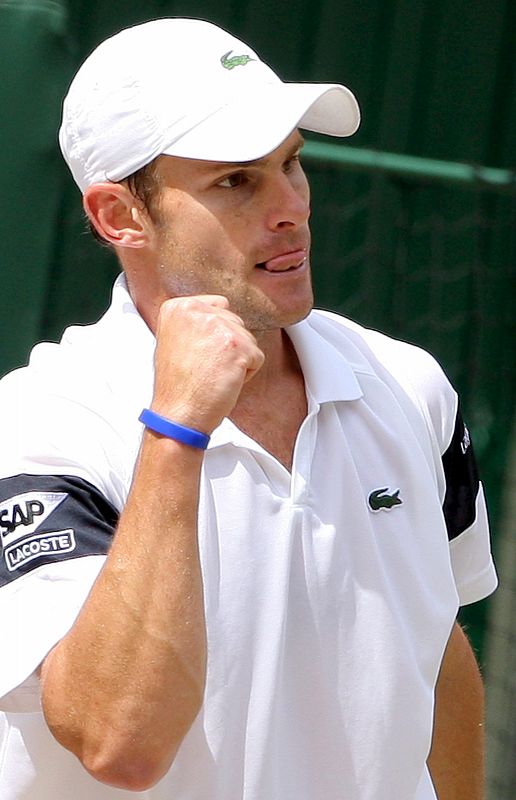 El estadounidense Andy Roddick celebra un punto.