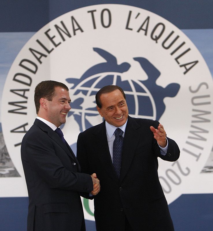 Dimitri Medvedev y Silvio Berlusconi