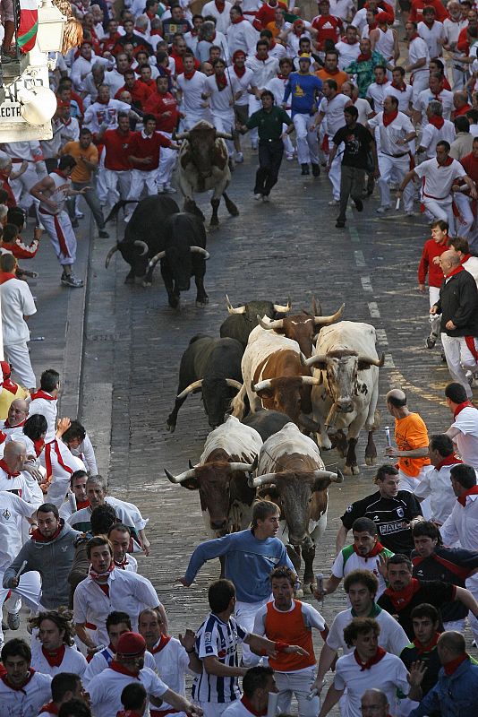 Los toros rodeados por corredores