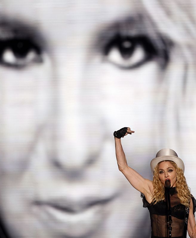 U.S. singer Madonna performs on stage during her "Sticky and Sweet" tour in Buenos Aires