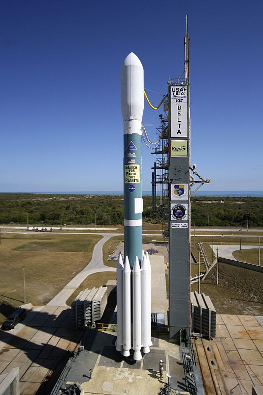 United Launch Alliance Delta 2 rocket is prepared for launch of Kepler Telescope at Cape Canaveral Air Force Station in Florida