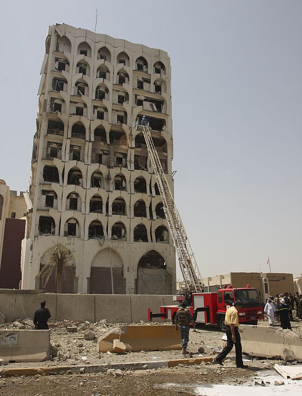 The Foreign Ministry building is damaged after a bomb attack in Baghdad