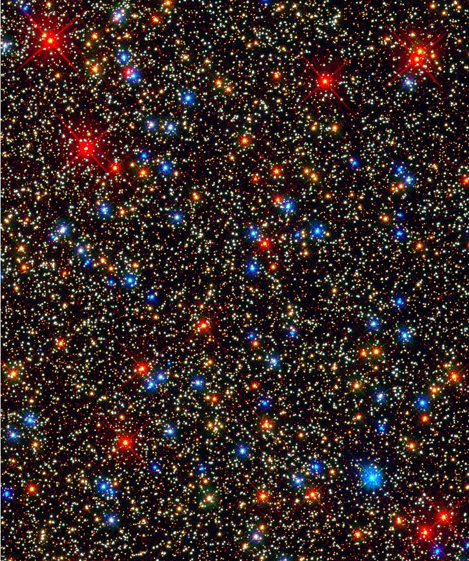 100.000 estrellas llenas de color pertenecientes al grupo gigante de estrellas Omega Centauri.