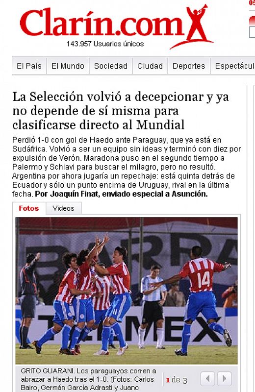 La Selección volvió a decepcionar y ya no depende de sí misma para clasificarse directo al Mundial titula el diario Clarín.