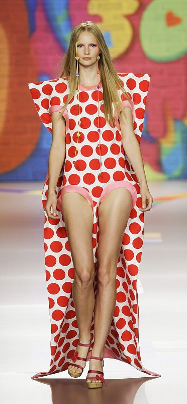 A model displays an outfit by designer Agatha Ruiz de la Prada during Cibeles Madrid Fashion Week Spring/Summer 2010 show in Madrid