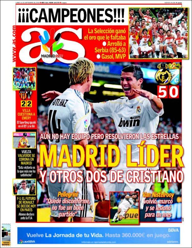 Portada del diario 'AS'