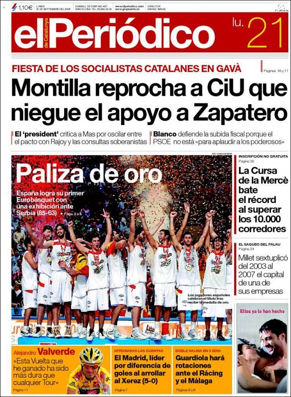 Portada del diario 'El Periódico'