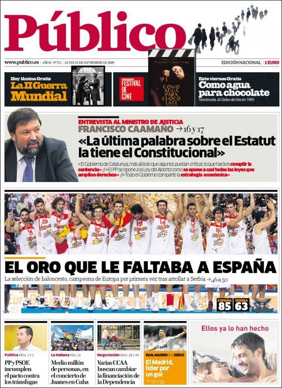 Portada del diario 'Público'