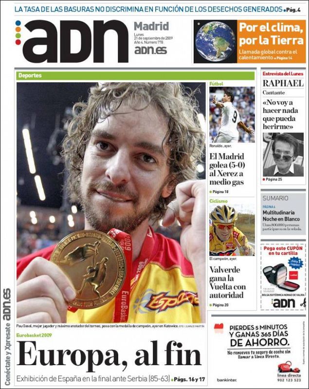 Portada del diario 'ADN'