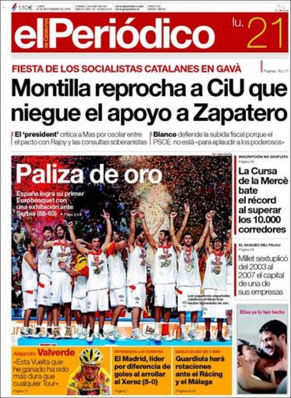  Portada del diario 'El Periódico'