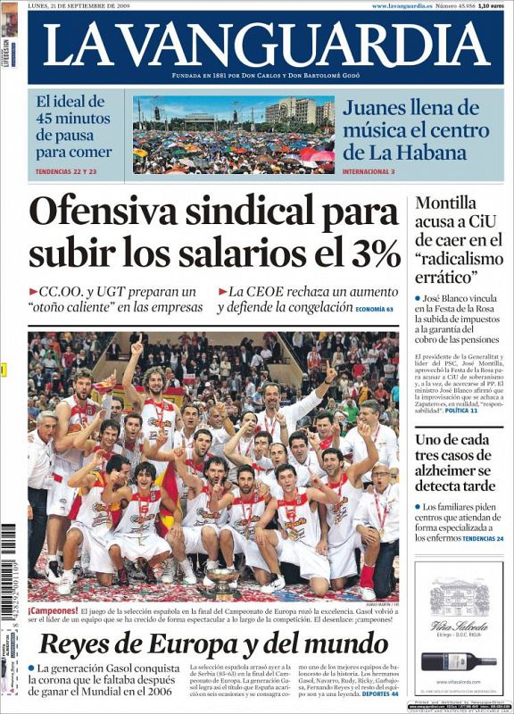 Portada del diario 'La Vanguardia'