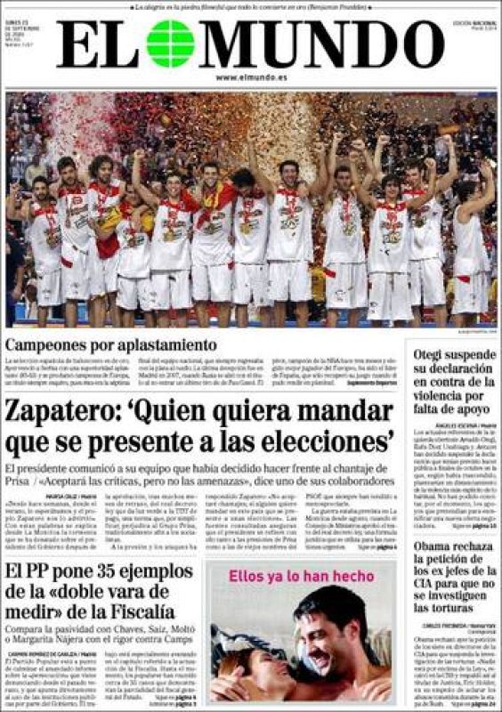  Portada del diario 'El Mundo'