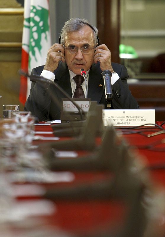 El presidente del Líbano, Michel Sleiman, durante su visita al Senado.