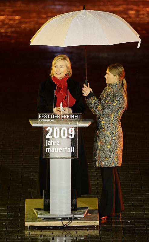 U.S. Secretary of State Clinton makes a speech at the Brandenburg Gate in Berlin