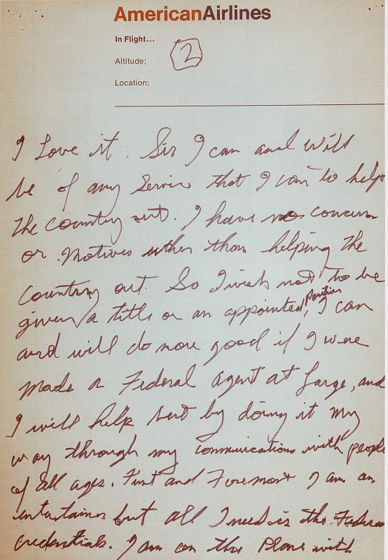 CARTA DE ELVIS AL PRESIDENTE NIXON