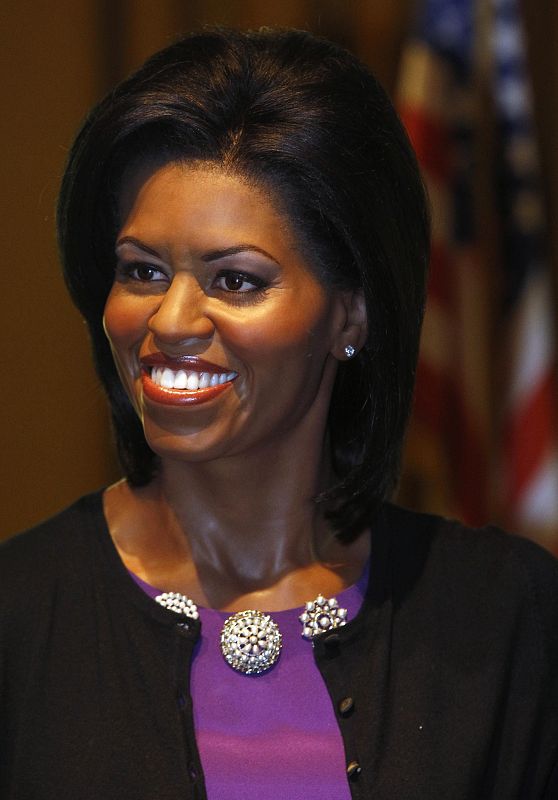 A newly-completed waxwork figure of U.S. first lady Michelle Obama is unveiled at Madame Tussauds in London