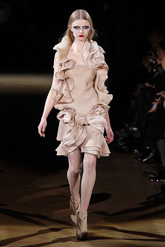 A model presents a creation by Italian designer Riccardo Tisci for French fashion house Givenchy as part of their Haute Couture Spring Summer 2010 fashion show in Paris