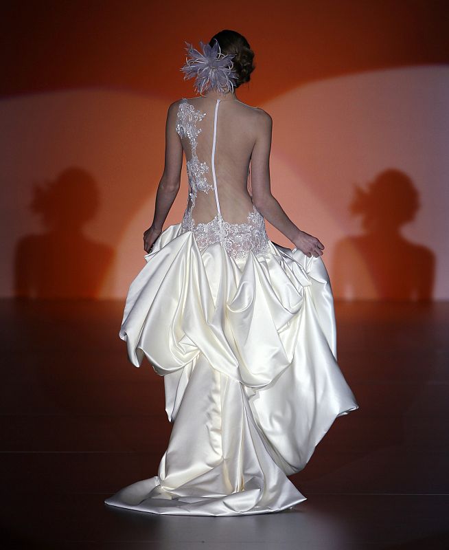 A model displays a creation during the Cibeles Madrid Fashion Week Fall/Winter 2010 show in Madrid