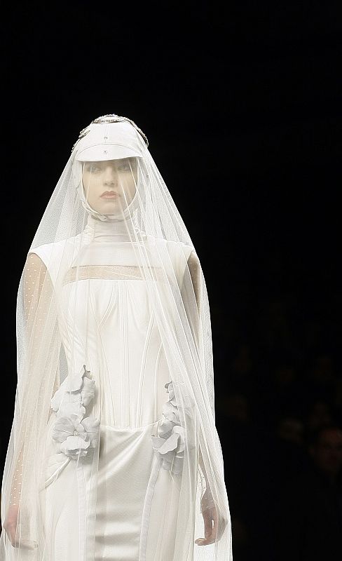 A model displays a creation by designer Vaudelet during the Cibeles Madrid Fashion Week Fall/Winter 2010 show in Madrid