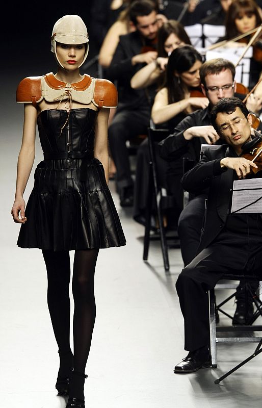 A model displays a creation by designer Vaudelet during the Cibeles Madrid Fashion Week Fall/Winter 2010 show in Madrid