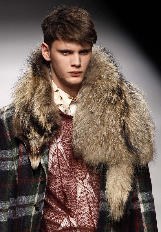 A model presents a creation by El Delgado Buil during Cibeles Madrid Fashion Week Fall/Winter 2010 show in Madrid