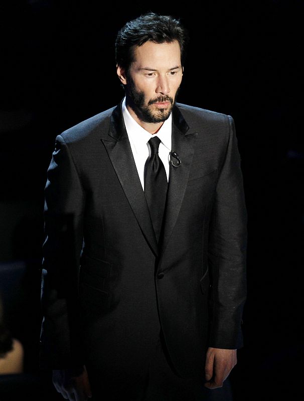 Keanu Reeves introduces a segment on best picture nominee "The Hurt Locker" during the 82nd Academy Awards in Hollywood