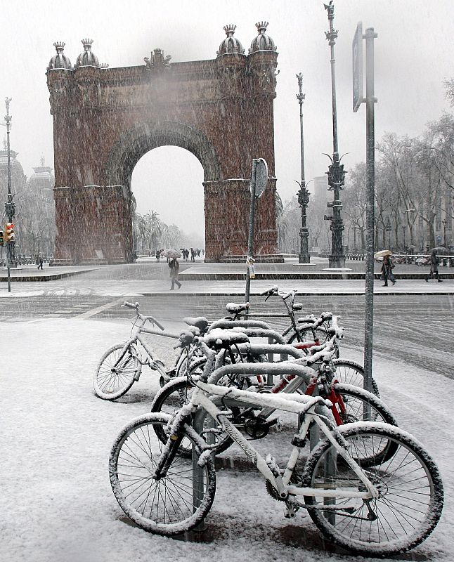 Arco de Triunfo de Barcelona nevado