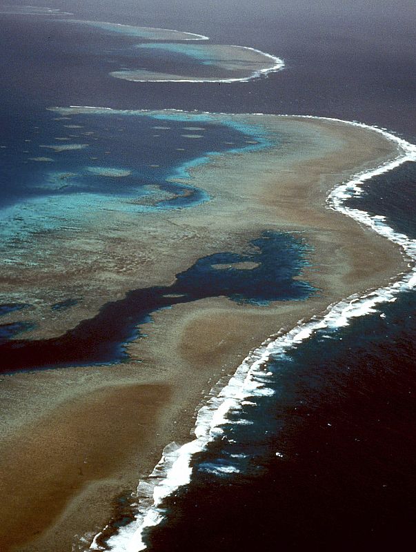 Vista aérea de la Gran Barrera de Coral, declarada por la UNESCO Patrimonio de la Humanidad.