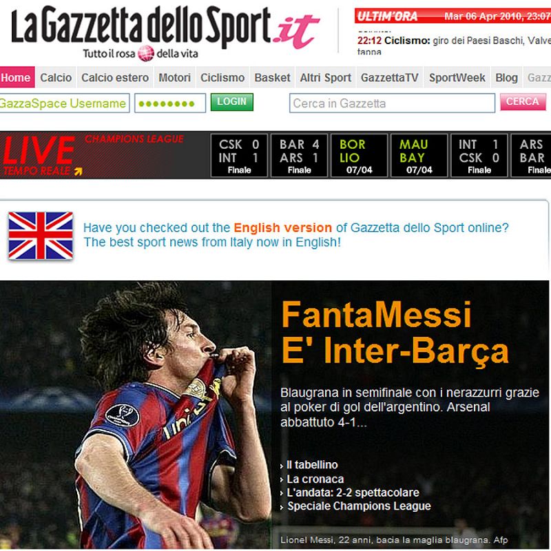 La 'Gazzetta dello sport' italiana califica al argentino como 'fantaMessi' y anuncia el cruce de semifinales ante el Inter.