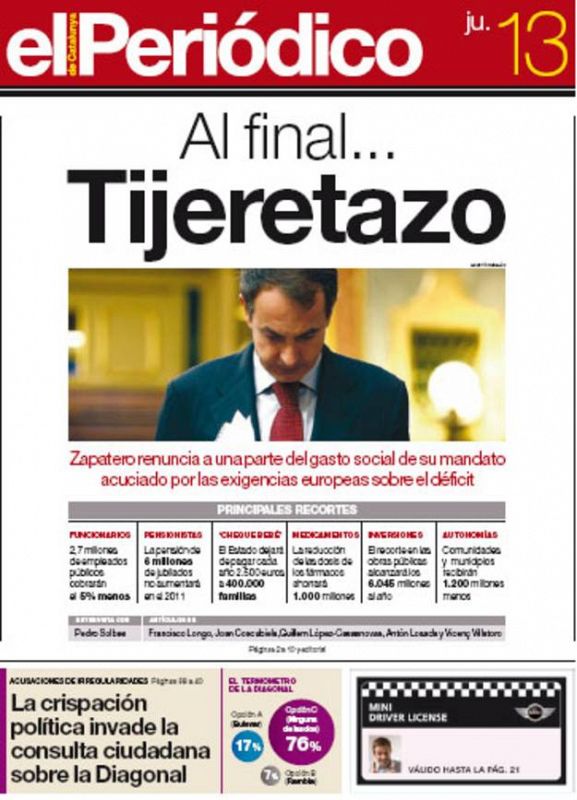 'El Periódico': "Al final... tijeretazo"