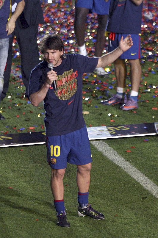 Leo Messi ha protagonizado un divertido discurso, recordando el de la celebración del 'triplete'.