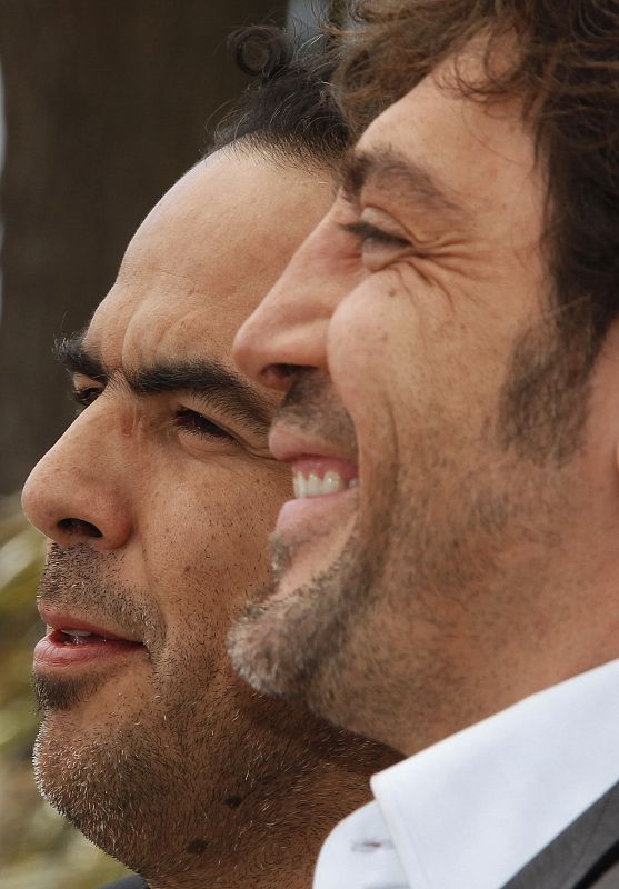 Director Gonzalez Inarritu and cast member Bardem pose during a photocall for the film "Biutiful" at the 63rd Cannes Film Festival