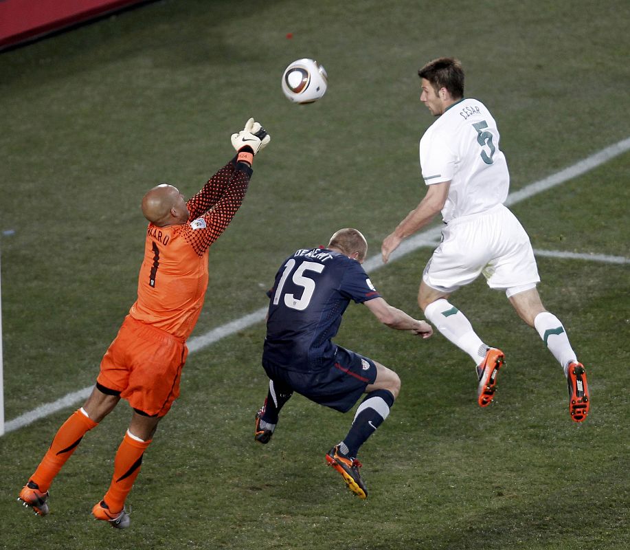 Howard of the US makes a save during a 2010 World Cup Group C soccer match at Ellis Park stadium in Johannesburg