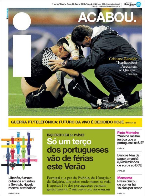 'Información' titula "se acabó" y destaca las palabras de Cristiano Ronaldo sobre las causas de la derrota "pregúntele a Queiroz"