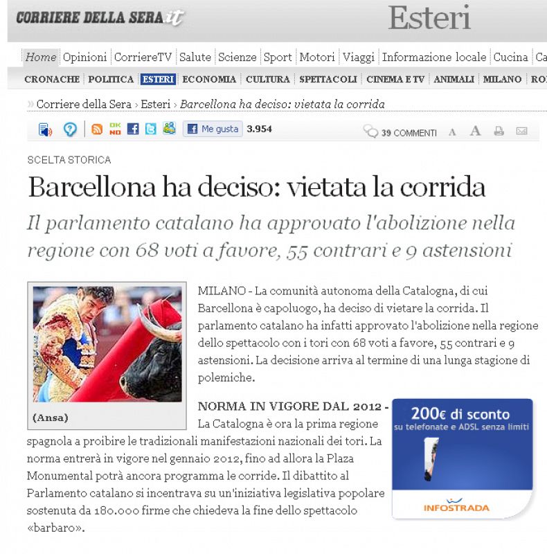 "Barcelona decidió", dice el Corriere della Sera.