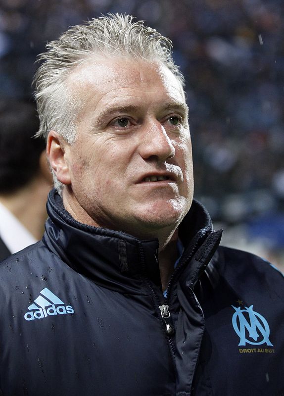 Olympique Marseille's coach Deschamps arrives on the pitch before their French Ligue 1 soccer match at the Velodrome stadium in Marseille