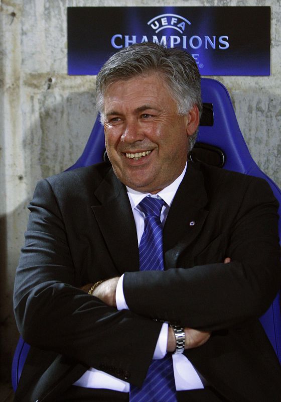 Chelsea manager Carlo Ancelotti reacts before their Champions League soccer match against Apoel Nicosia in Nicosia