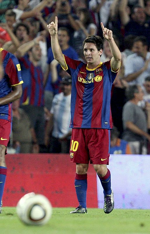 Messi celebra su segundo gol frente al Sevilla FC.