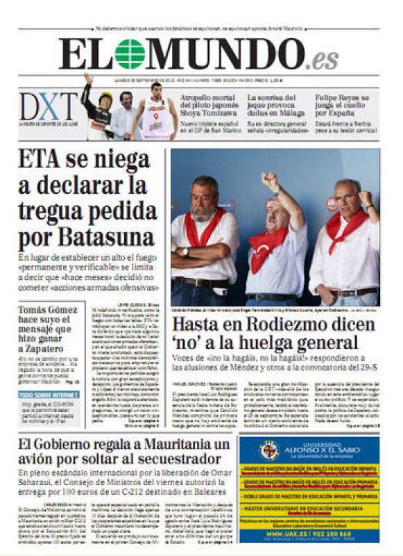 Portada de El Mundo
