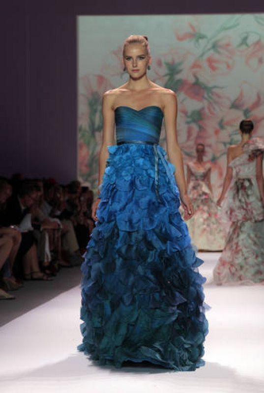 A model presents a creation during New York Fashion Week