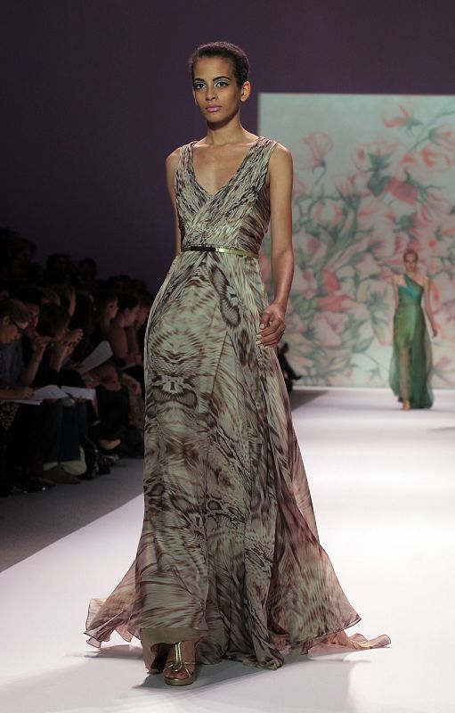 A model presents a creation during New York Fashion Week