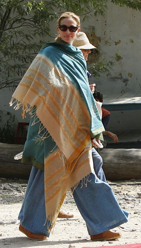 Julia Roberts en el rodaje de 'Come reza ama', en la India, en septiembre de 2009