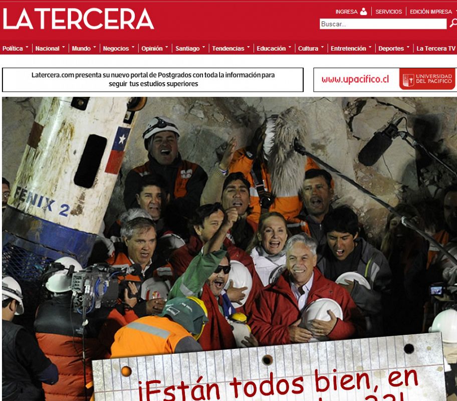 Portada digital de 'La Tercera'