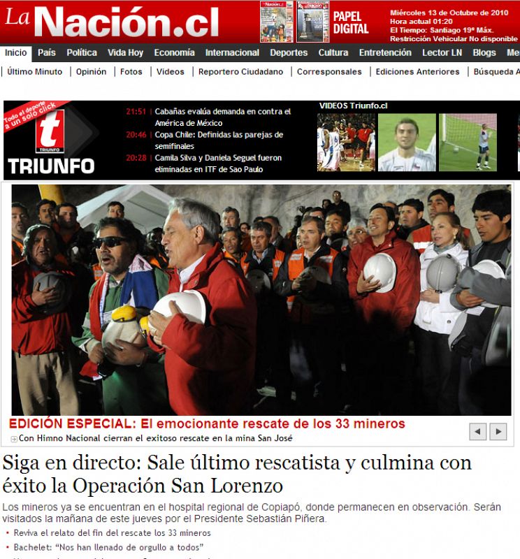 Portada digital de 'La Nación'
