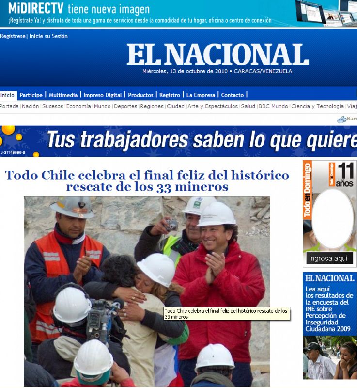 Portada digital de 'El Nacional'